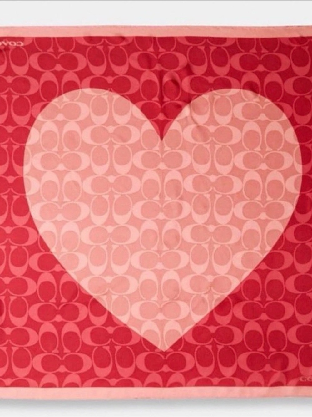 NWT Coach Signature Heart Silk Scarf Blush/Pink Square $138 Retail